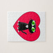 Zwarte kat in rood hart legpuzzel (Horizontaal)