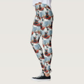 Zwarte kat in slee laat het sneeuwen Kerstmis Leggings (Links)