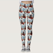 Zwarte kat in slee laat het sneeuwen Kerstmis Leggings (Voorkant)