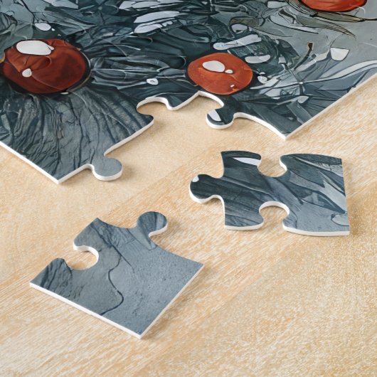 Zwarte kat in slee laat het sneeuwen Kerstmis Legpuzzel (Zijkant)