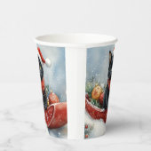 Zwarte kat in slee laat het sneeuwen Kerstmis Papieren Bekers (Rechts)