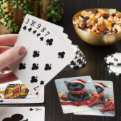 Zwarte kat in slee laat het sneeuwen Kerstmis Pokerkaarten (Insitu)