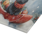 Zwarte kat in slee laat het sneeuwen Kerstmis Snijplank (Hoek)