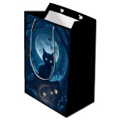 Zwarte Kat in Spooky Forest Medium Cadeauzakje (Achterkant Gekanteld)