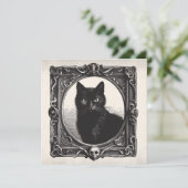 Zwarte kat in spooky Lijsten Gothic plat Wenskaart Kaart (Staand voorkant)