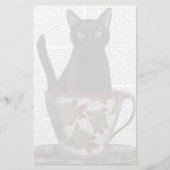 Zwarte kat in Teacup Briefpapier (Voorkant)