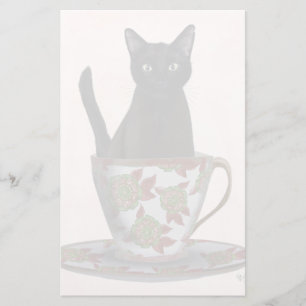 Zwarte kat in Teacup Briefpapier