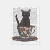 Zwarte kat in Teacup Fleece Deken (Voorkant)