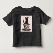 Zwarte kat in Teacup Kinder Shirts (Voorkant)