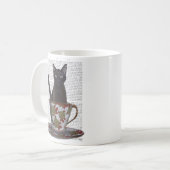 Zwarte kat in Teacup Koffiemok (Voorkant links)