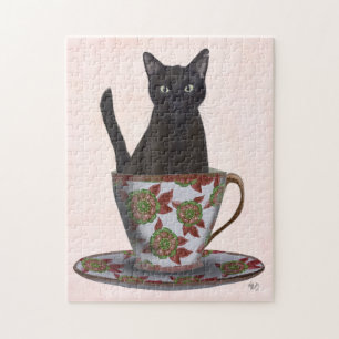 Zwarte kat in Teacup Legpuzzel