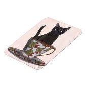 Zwarte kat in Teacup Magneet (Linkerzijde)