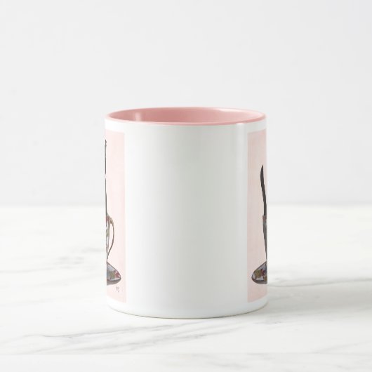 Zwarte kat in Teacup Mok (Midden)