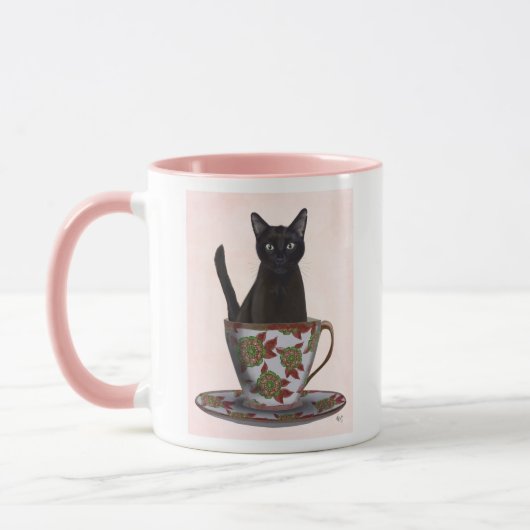 Zwarte kat in Teacup Mok (Links)