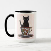 Zwarte kat in Teacup Mok (Links)