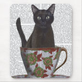 Zwarte kat in Teacup Muismat (Voorkant)