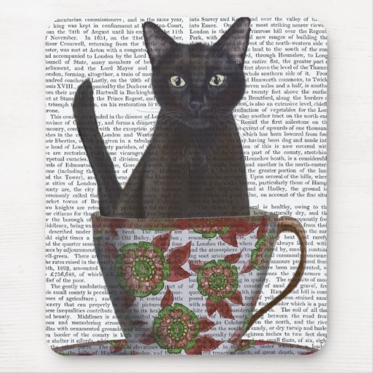 Zwarte kat in Teacup Muismat (Voorkant)