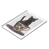 Zwarte kat in Teacup Notitieboek (Linkerzijde)