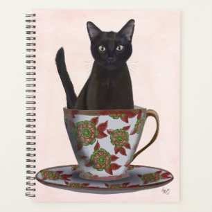 Zwarte kat in Teacup Planner