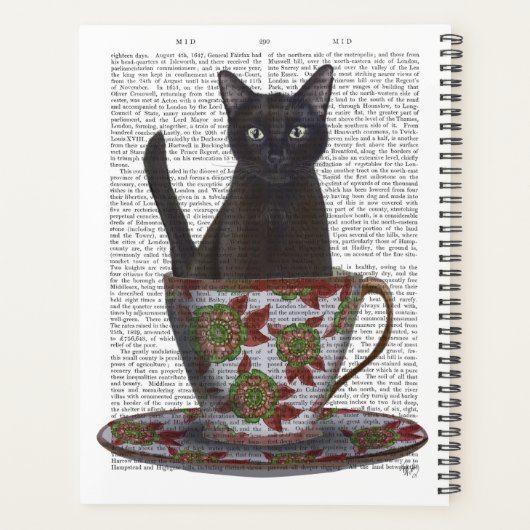 Zwarte kat in Teacup Planner (Achterkant)