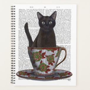 Zwarte kat in Teacup Planner