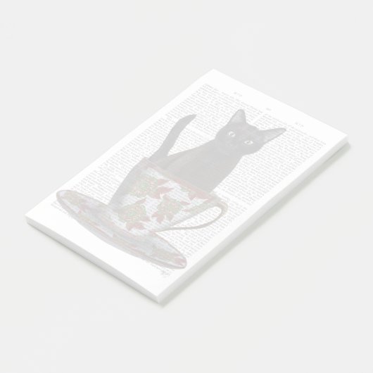 Zwarte kat in Teacup Post-it® Notes (Schuin)