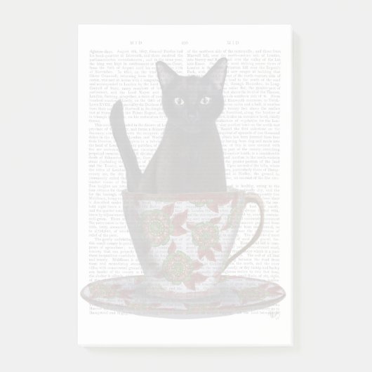 Zwarte kat in Teacup Post-it® Notes (Voorkant)