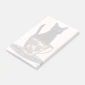 Zwarte kat in Teacup Post-it® Notes (Schuin)