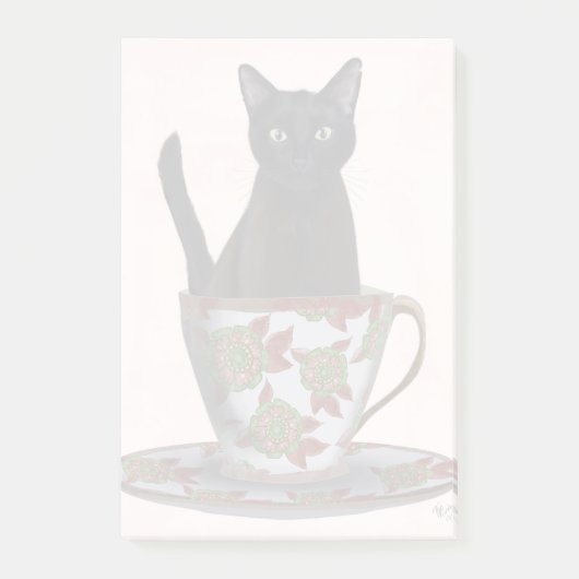 Zwarte kat in Teacup Post-it® Notes (Voorkant)