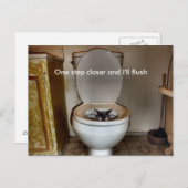 Zwarte kat in toilet briefkaart (Voorkant / Achterkant)