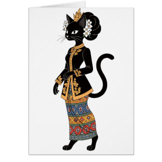 Zwarte Kat in Traditionele Batik Kebaya Kunst