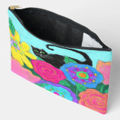 Zwarte kat in tuin Abstracte kunst Etui (Open)