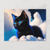 zwarte kat in wolken briefkaart (Voorkant)