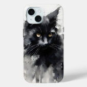 Zwarte kat inkt schilderij Case-Mate iPhone case (Achterkant)