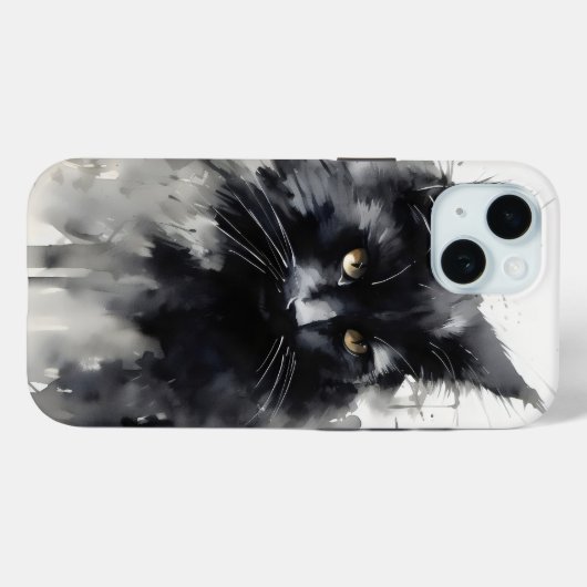 Zwarte kat inkt schilderij Case-Mate iPhone case (Achterkant (horizontaal))
