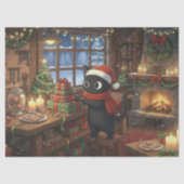 Zwarte Kat Inpakttechniek Kerstcadeaus Tissuepapier (Voorkant)