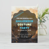 Zwarte kat instelling zon herfst Halloween Kaart (Staand voorkant)