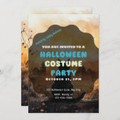 Zwarte kat instelling zon herfst Halloween Kaart (Voorkant / Achterkant)