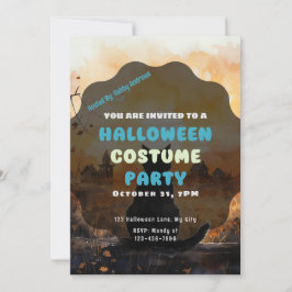 Zwarte kat instelling zon herfst Halloween Kaart