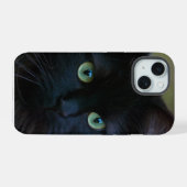 zwarte kat iPhone 15 case (Achterkant horizontaal)