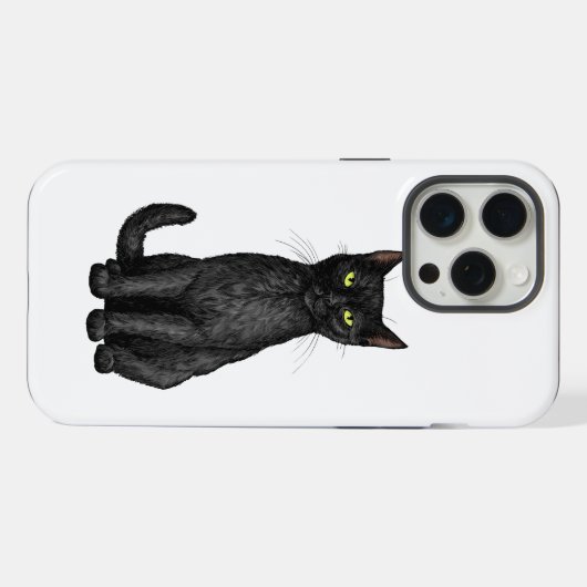 Zwarte kat iPhone hoesje (Achterkant horizontaal)