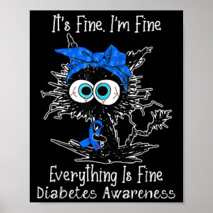 Zwarte kat is prima in het bewustzijn van diabetes poster