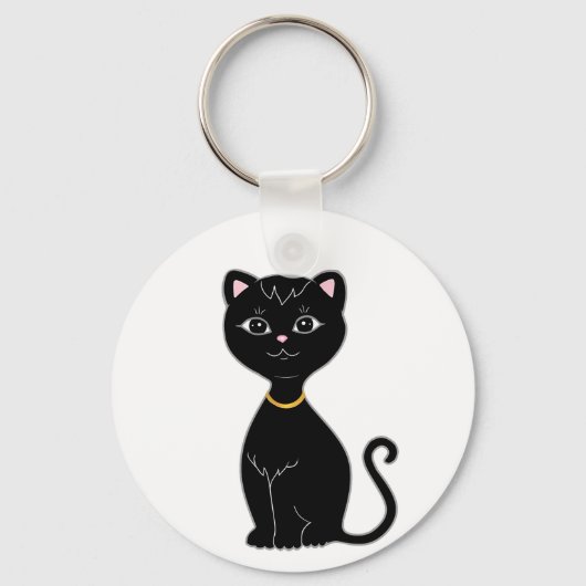 Zwarte kat is schattig sleutelhanger (Voorkant)