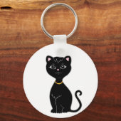 Zwarte kat is schattig sleutelhanger (Voorkant)