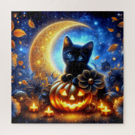 Zwarte kat, Jack-o-lantaarn en halve maan Legpuzzel