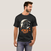 Zwarte Kat Jack O Lantern Halloween T-shirt (Voorkant volledig)
