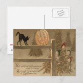 Zwarte Kat Jack O Lantern Pompoen Hooihoop Briefkaart (Voorkant / Achterkant)