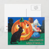 Zwarte Kat Jack O Lantern Pompoen Kinderen Briefkaart (Voorkant / Achterkant)