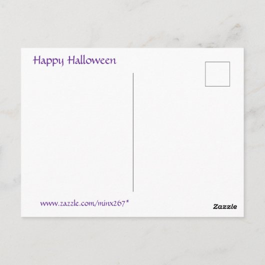 Zwarte kat, Jack O Lanterns, Spooky House Hallowee Briefkaart (Achterkant)