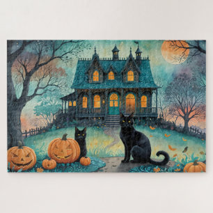 Zwarte kat, Jack O Lanterns, Spooky House Hallowee Legpuzzel